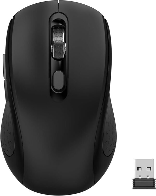 Wireless Mouse 6 Silent Buttons 2 4G with USB Mini Receiver 5 Level DPI Setting 4000DPI Ambidextrous PC Mac Linux Laptop