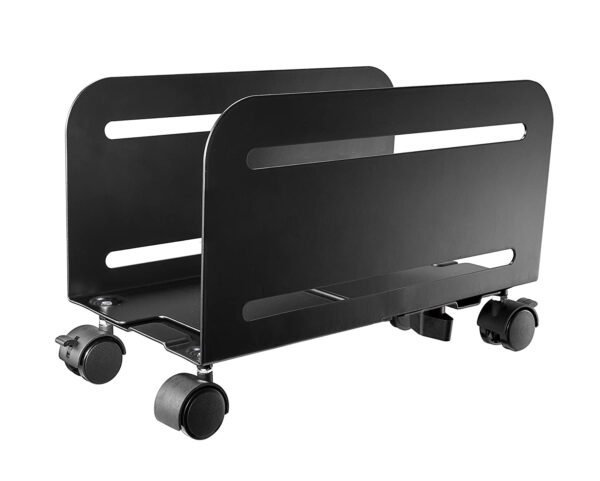 360 Rotating PC Tray Desktop Rack Computer Case Holder Trolley Roller Adjustable CPU
